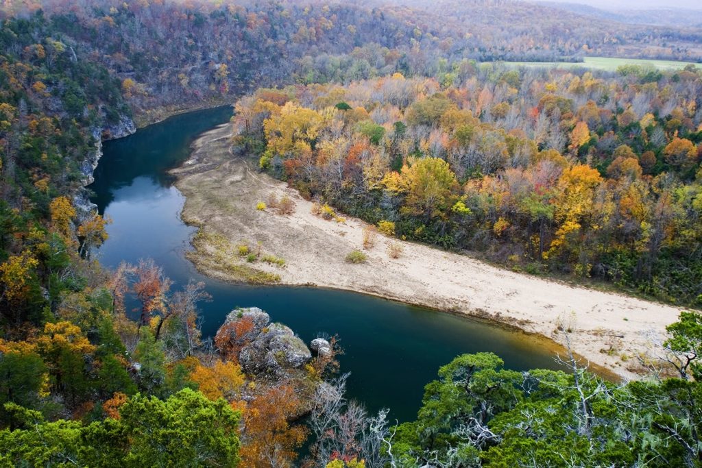 Late fall colors from atop the Tie Slide overlook, Buffalo National River, Arkansas