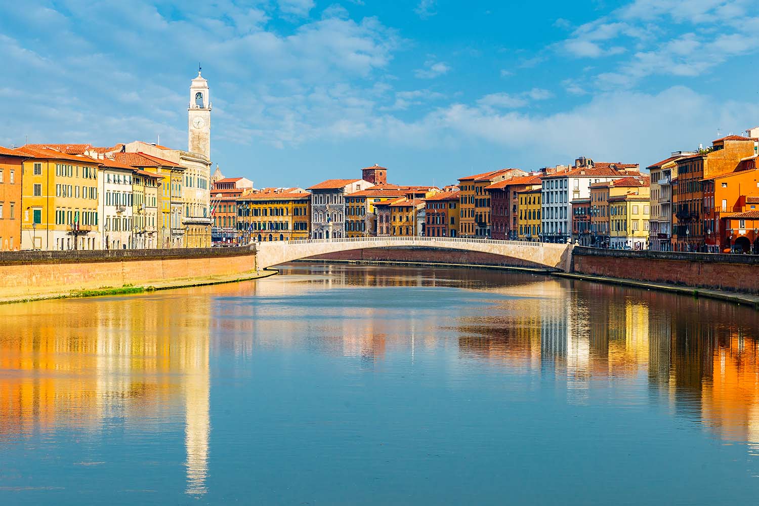Landscape with Pisa old town and Arno river, Tuscany, Italy