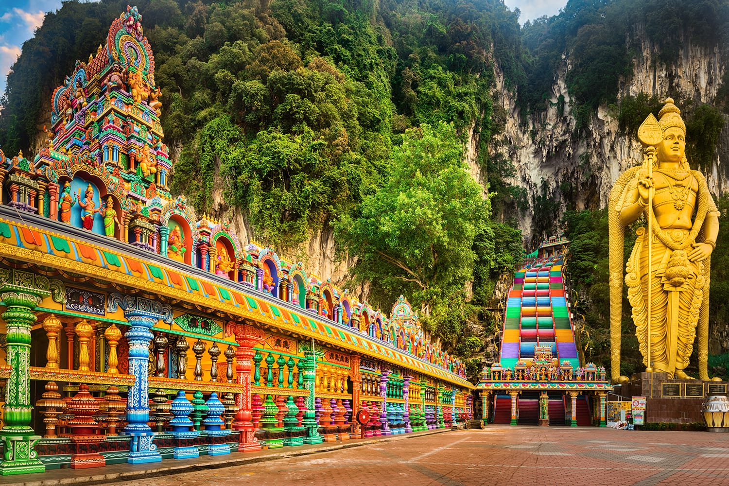 Beautiful view of colorful stairs of Batu caves, Kuala Lumpur, Malaysia