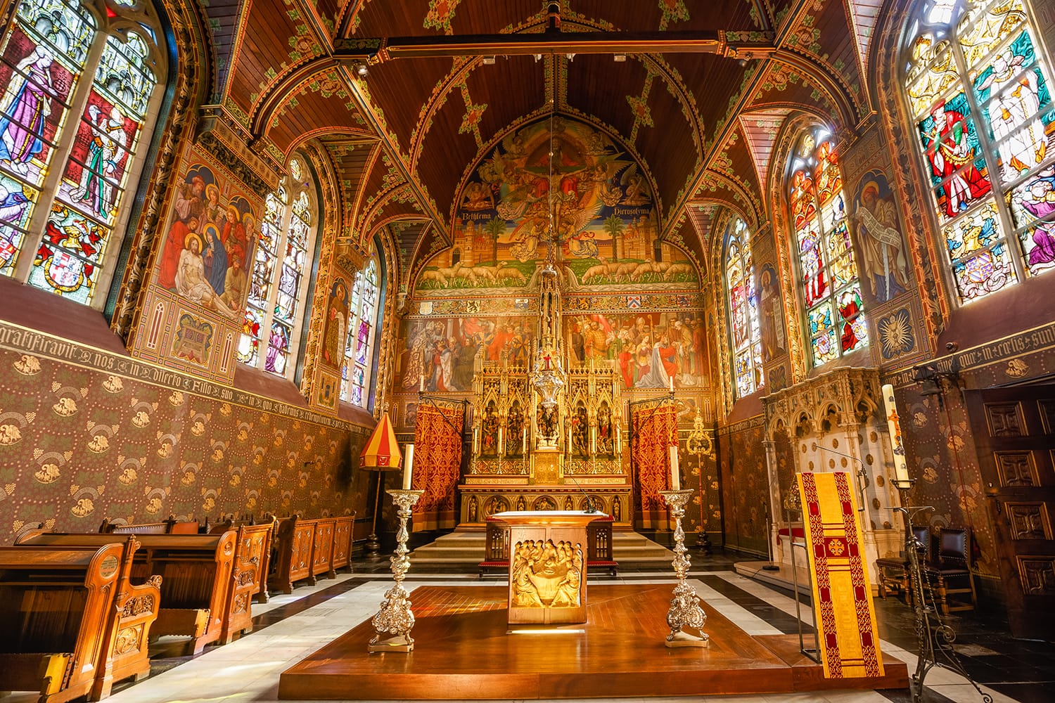 Main altar of the Basilica of the Holy Blood (Basiliek van het Heilig Bloed) in Bruges, Belgium