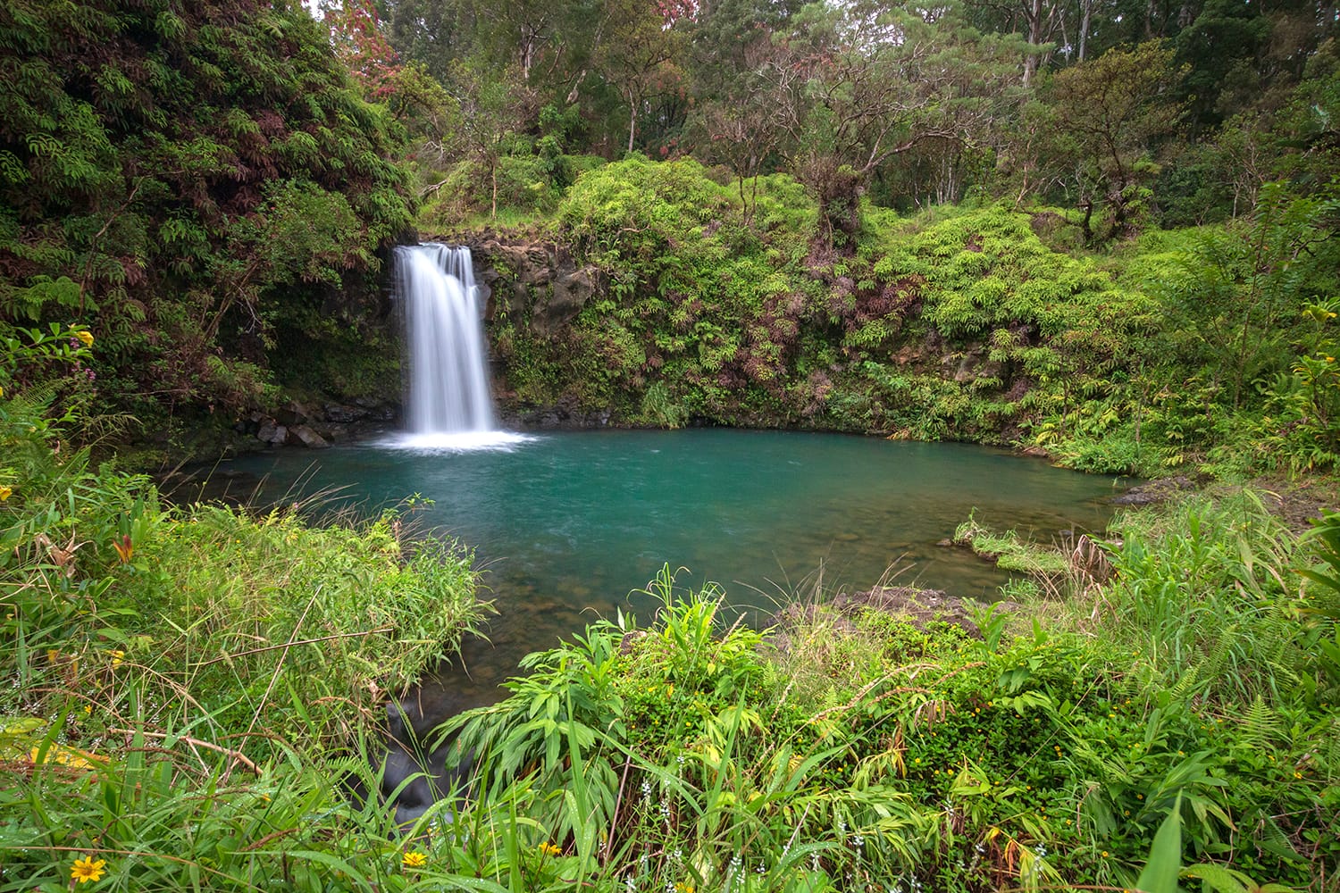 Puaa Kaa Falls (Pua'a Ka'a Falls) on the Hawaiian island of Maui at Mile 22 along the Road to Hana
