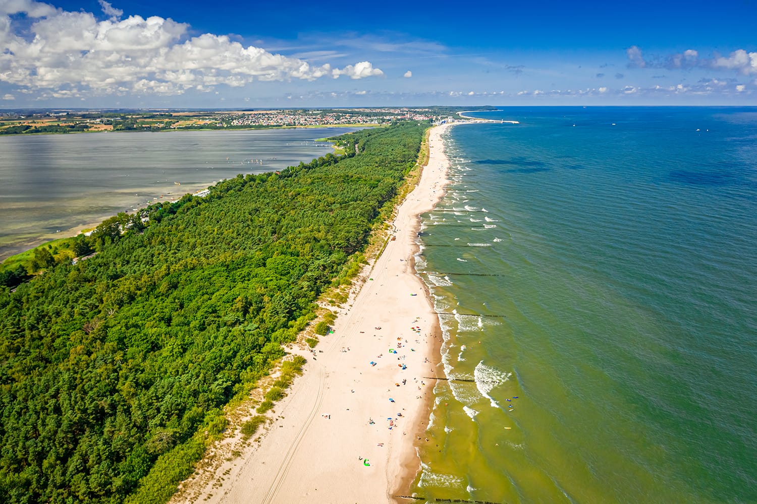 Aerial view of beach on peninsula Hel, Baltic Sea, Poland