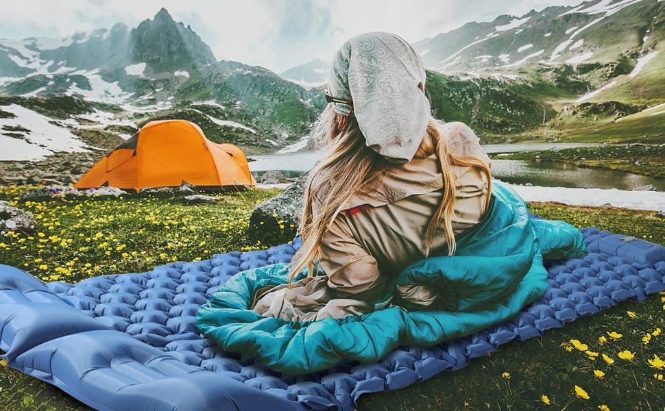 Woman using Elegear Ultralight Camping Sleeping Pad