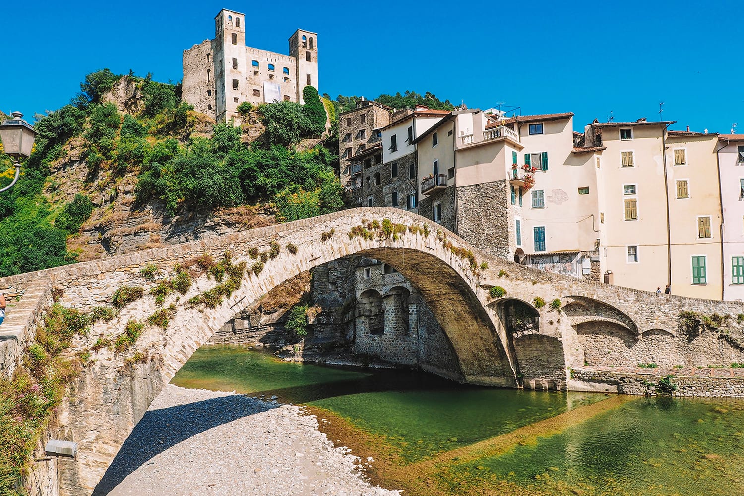 Venetian-style bridge in Dolceaqua, Italy
