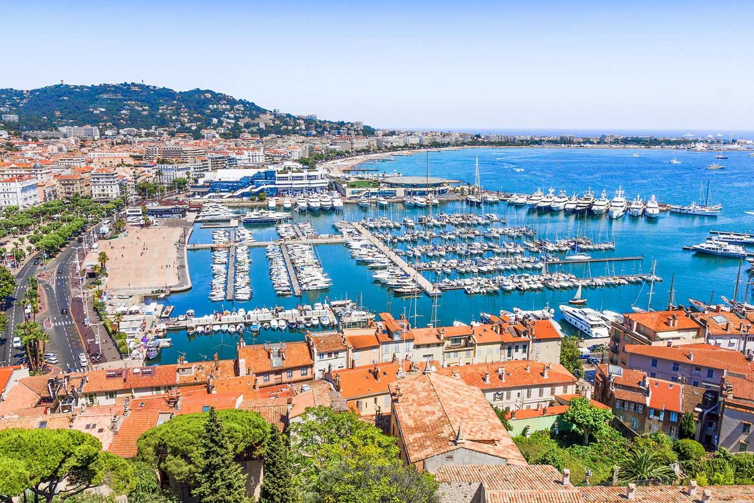 View of the harbor in Cannes, south of France