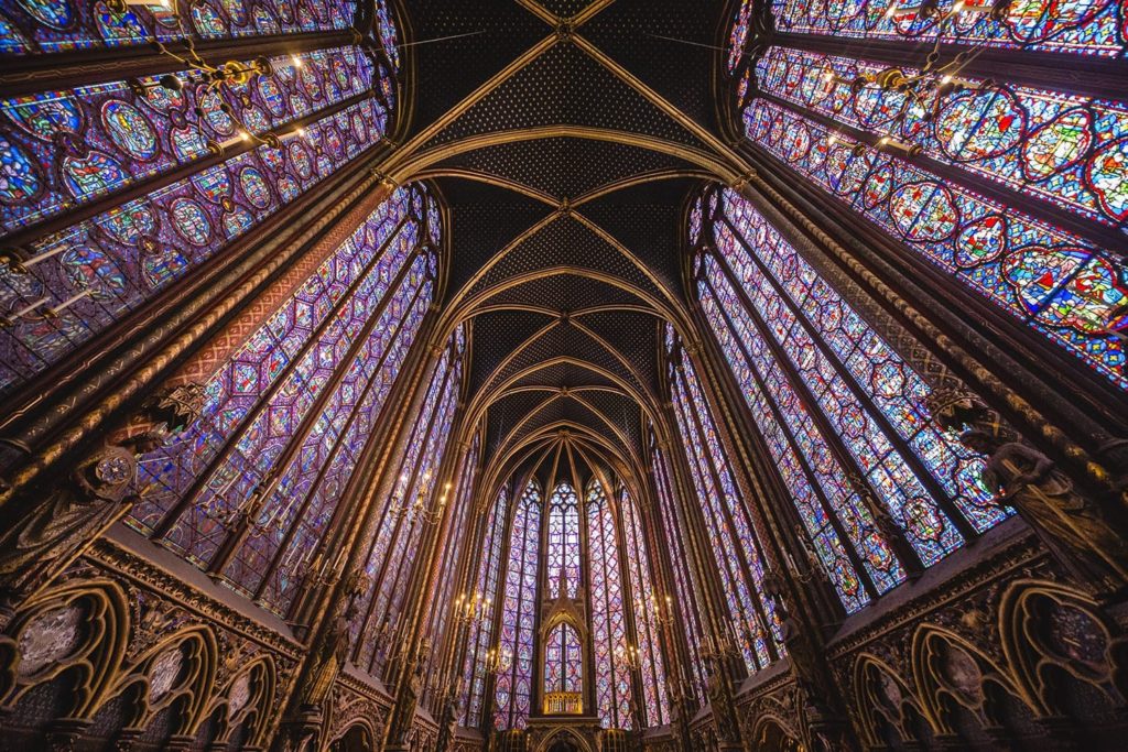 Amazing interior of the the Sainte-Chapelle in Paris, France