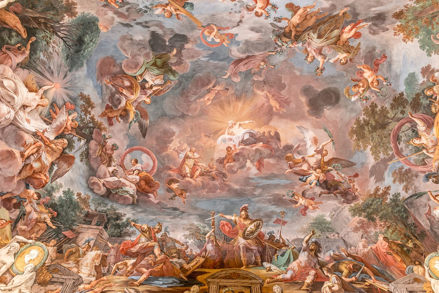 Marvellous fresco with Marcus Furius Camillus' battle victory (close-up) from Villa Borghese's hall, XVII century