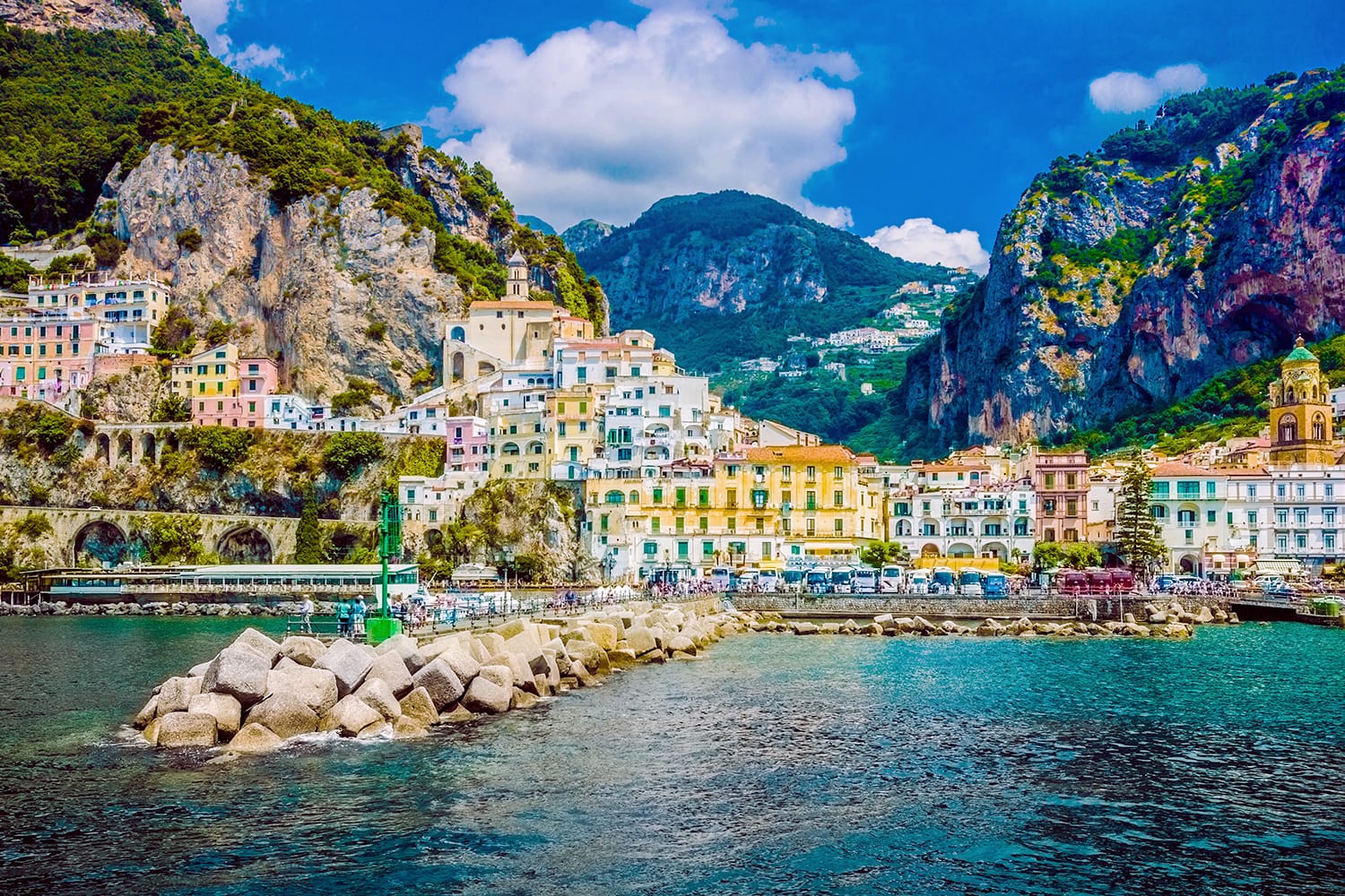View of Amalfi village in Italy