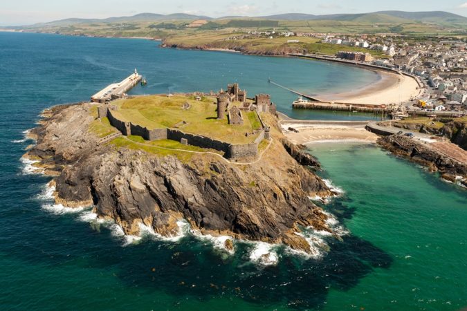 Peel Castle containing the Cathedral of St German stands on the beautiful St Patrick's Isle on the west coast of the Isle of Man