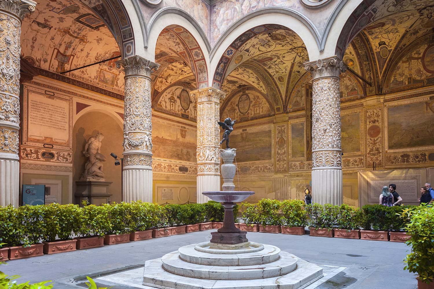 Inner courtyard of Palazzo Vecchio - town hall of Florence, Italy