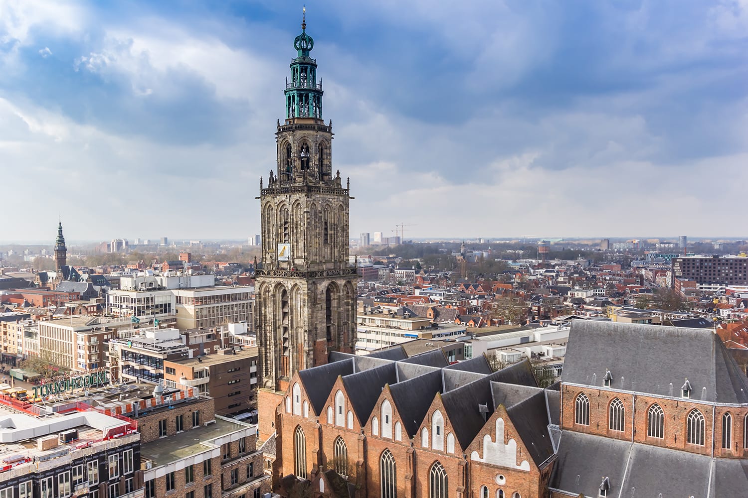 Historic Martini church dominating the skyline of Groningen, Netherlands