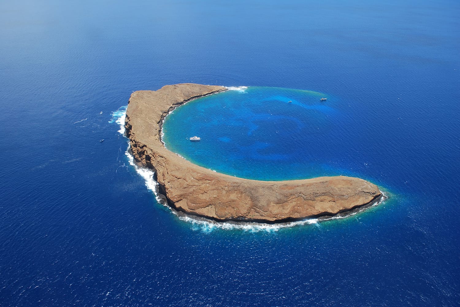 aerial view of the Molokini Crater