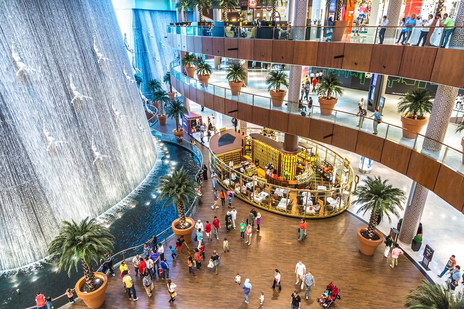 A waterfall inside the Dubai Mall