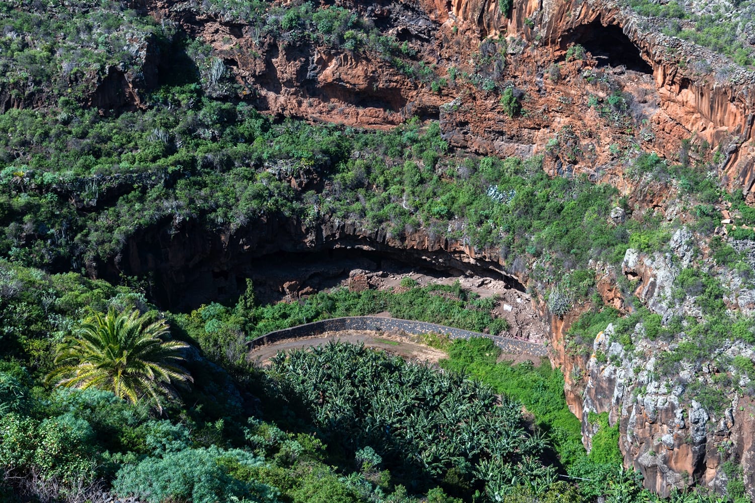 Historical caves at El Tendal at La Palma, Canary islands, Spain.