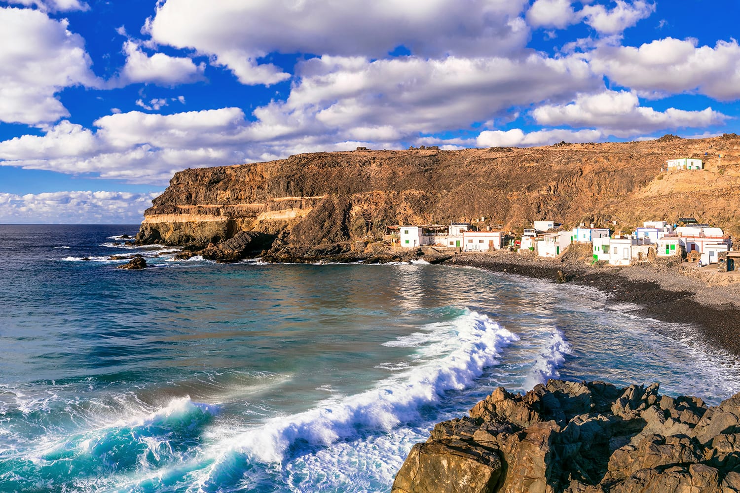 Fuerteventura - unspoiled beach and traditional fishing village Puertito de Molinos. Canary islands
