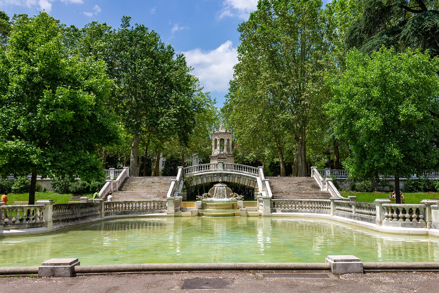 The view of Darcy square fountain in Dijon, France