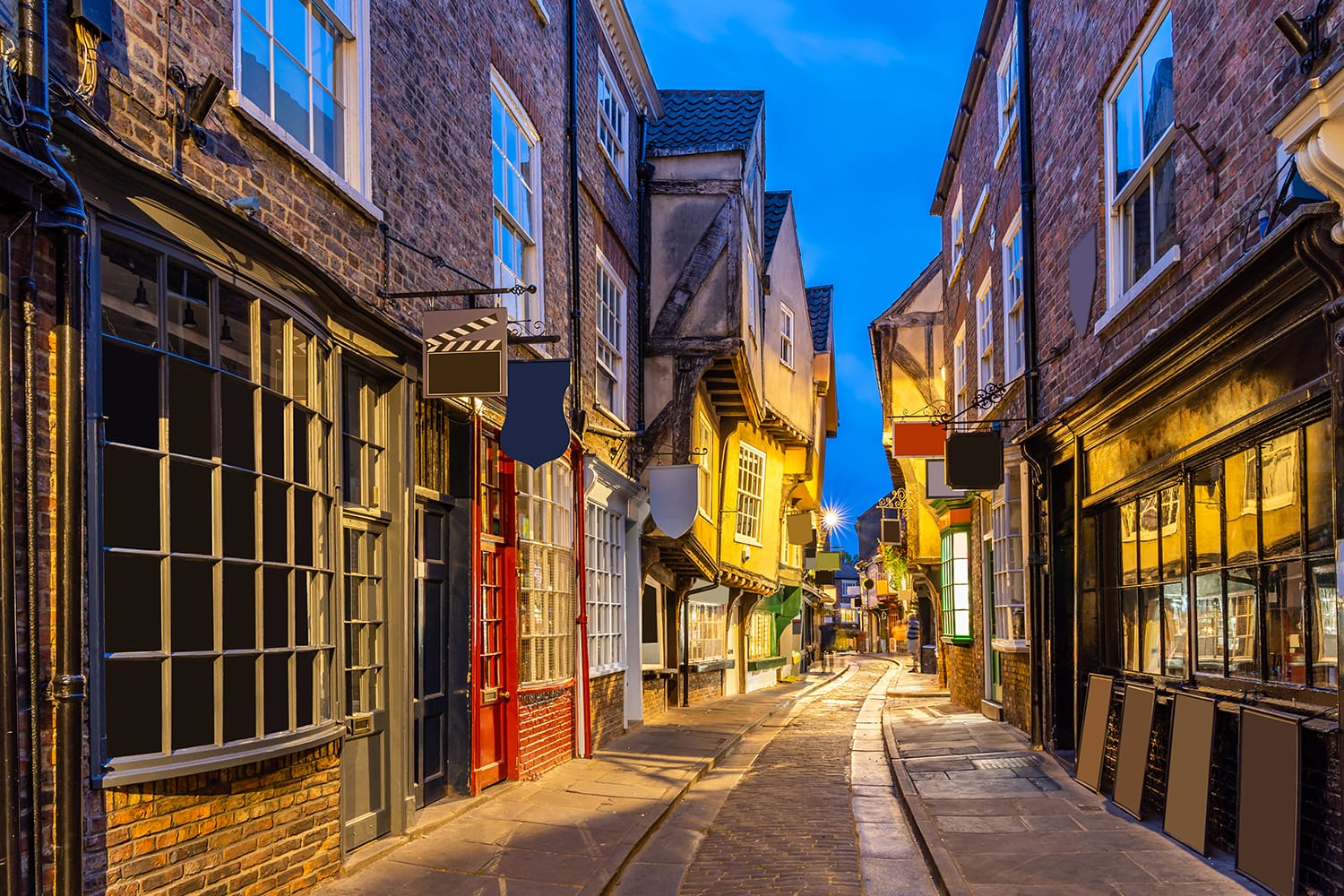 Famous Shambles alley in center of York, UK