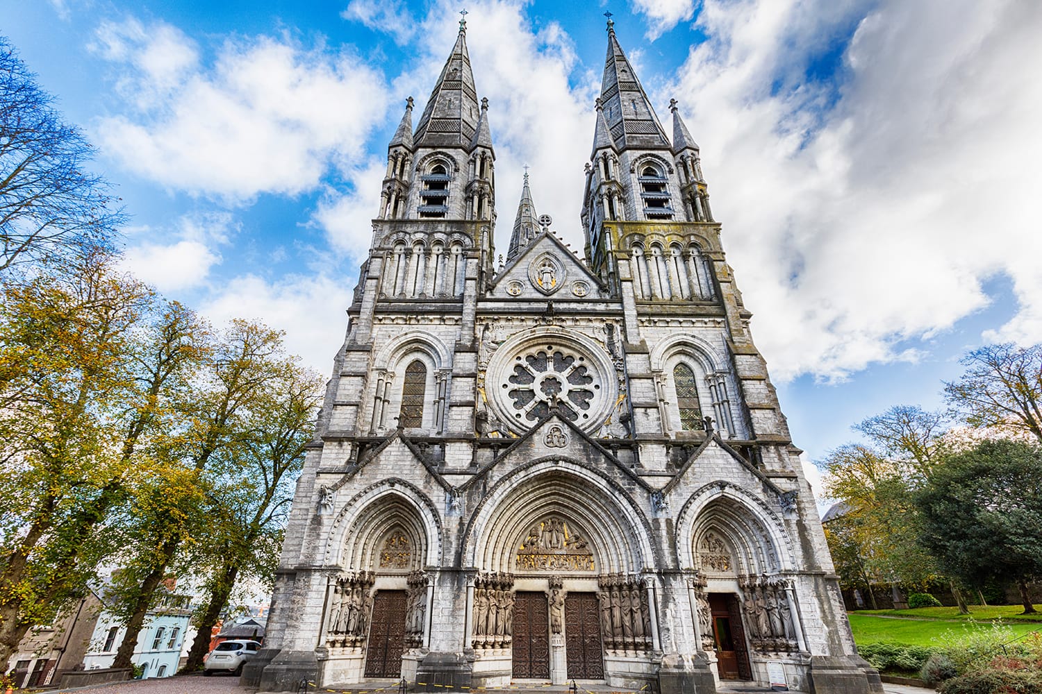 Facade of St. Fin Barre's Cathedral in Cork, Ireland