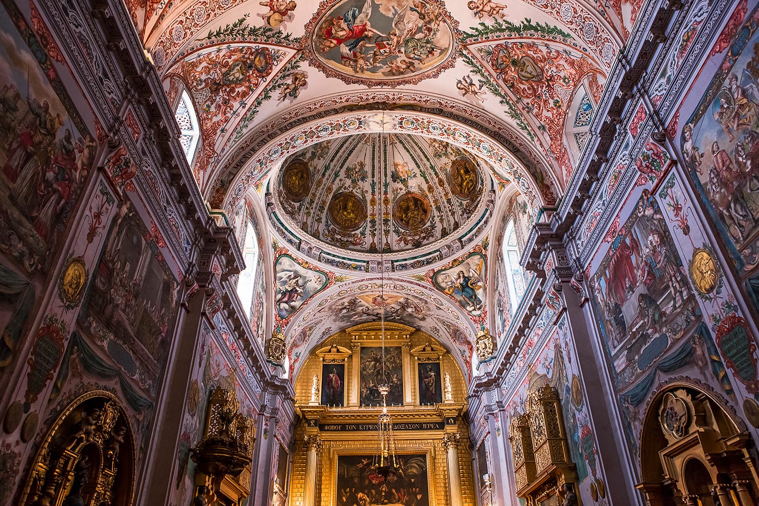 interiors frescoe of hospital de los venerables church in Seville, Spain