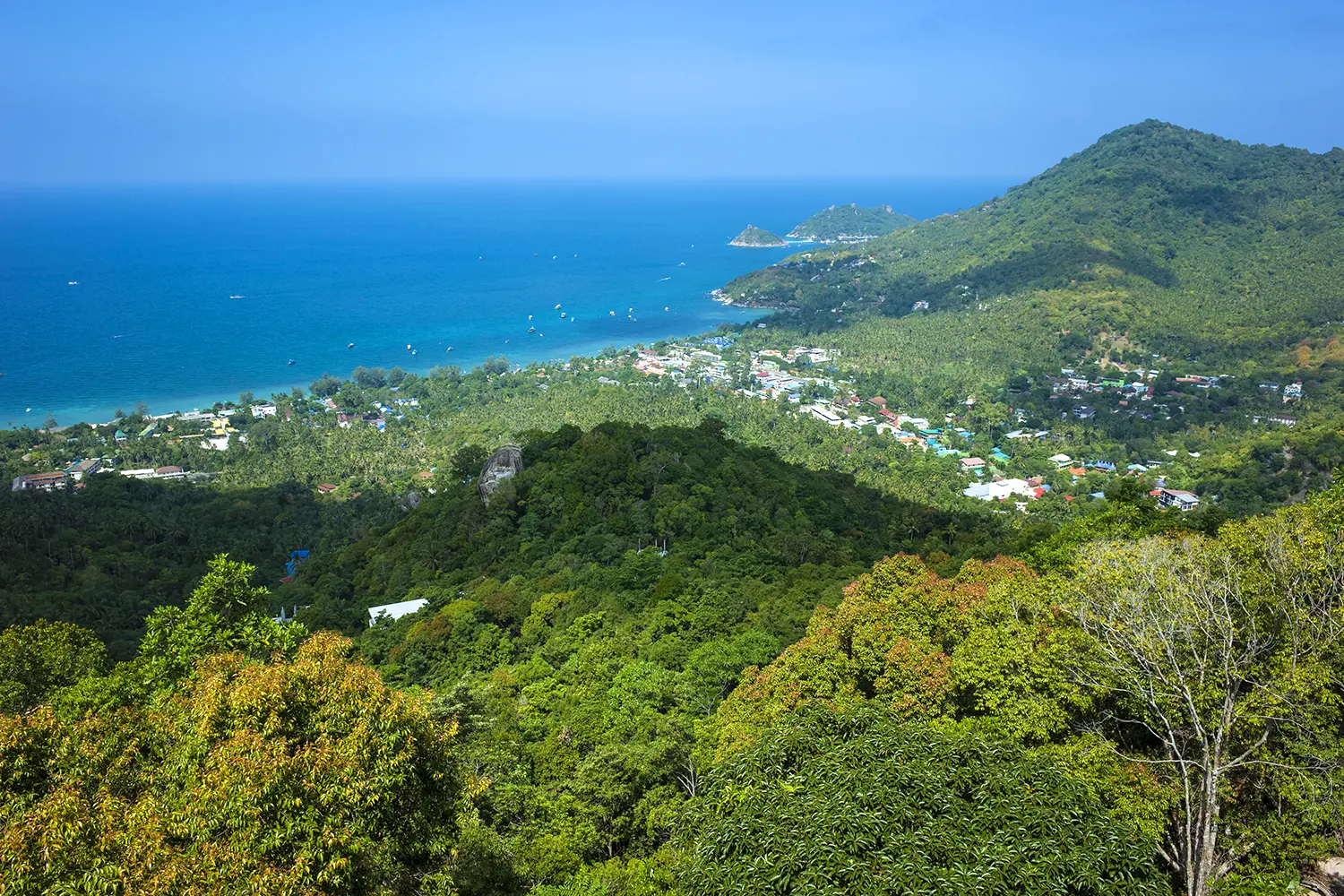 View of Sairee village from West Coast Viewpoint on Koh Tao, Thailand