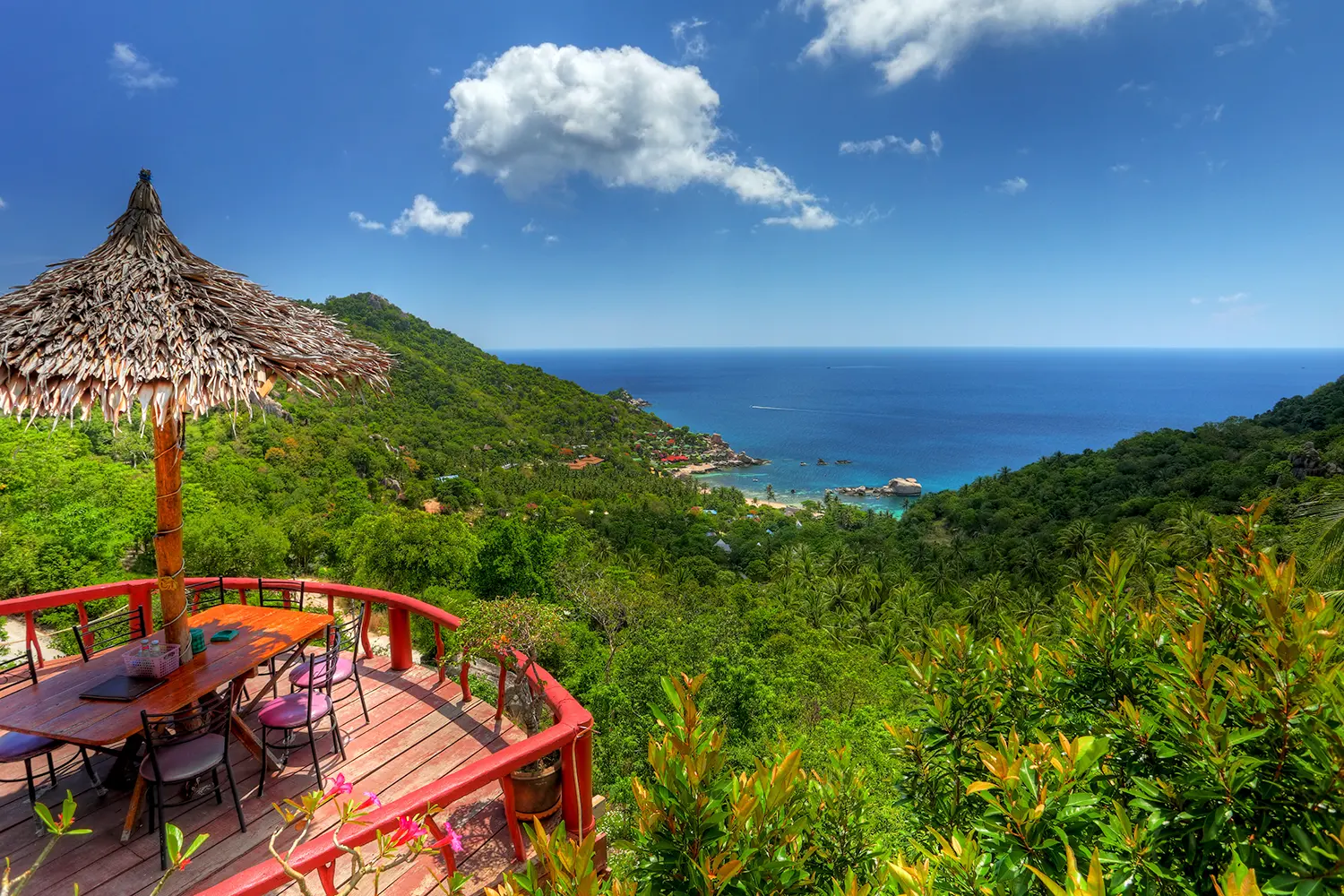 Spectacular view to a paradise bay in Koh Tao, Thailand