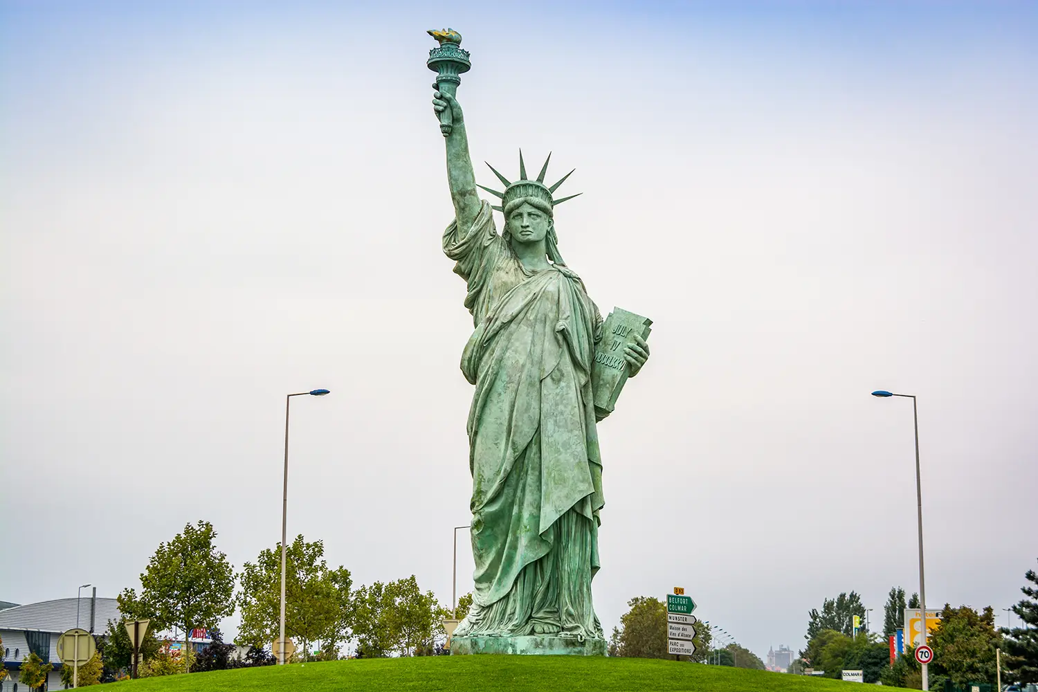 Replica of the statue of liberty in the town of Colmar, in the Alsace region of France, the birthplace of the sculptor Bartholdy.