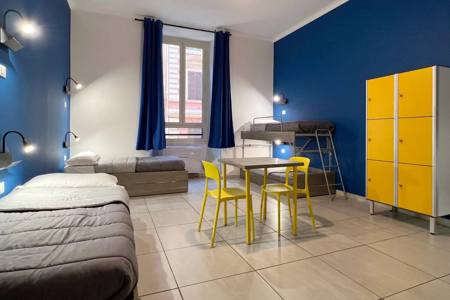Dorm room at the Palladini Hostel in Rome