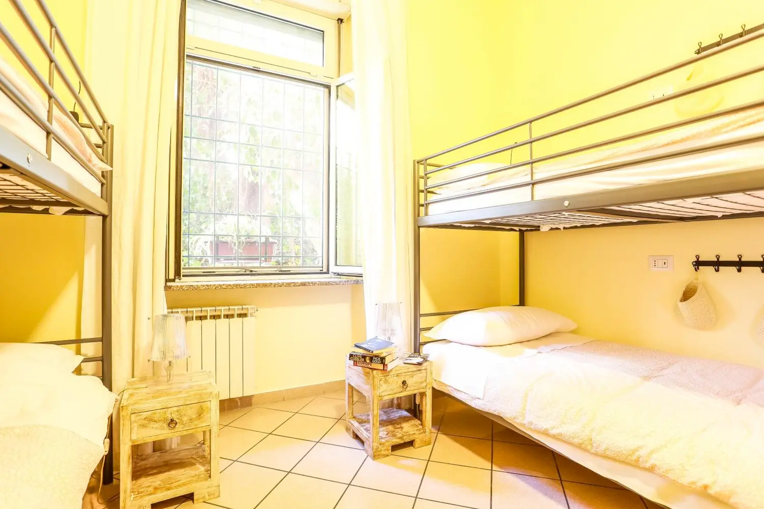 Dorm room at The Beehive hostel in Rome, Italy