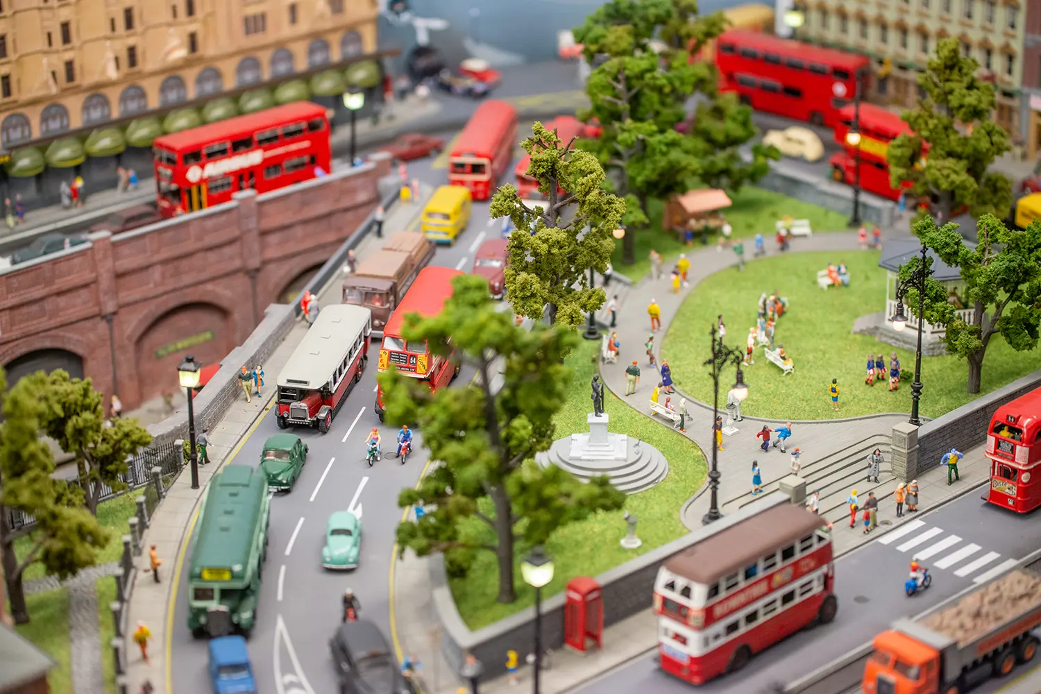 London traffic inside Miniature World in Victoria, Canada