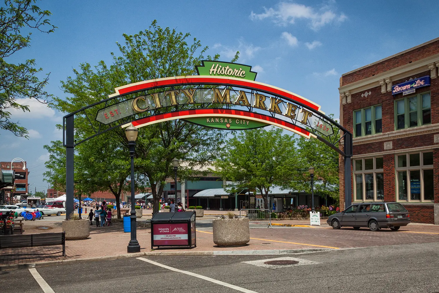 A beautiful view of a Kansas City River Market entrance