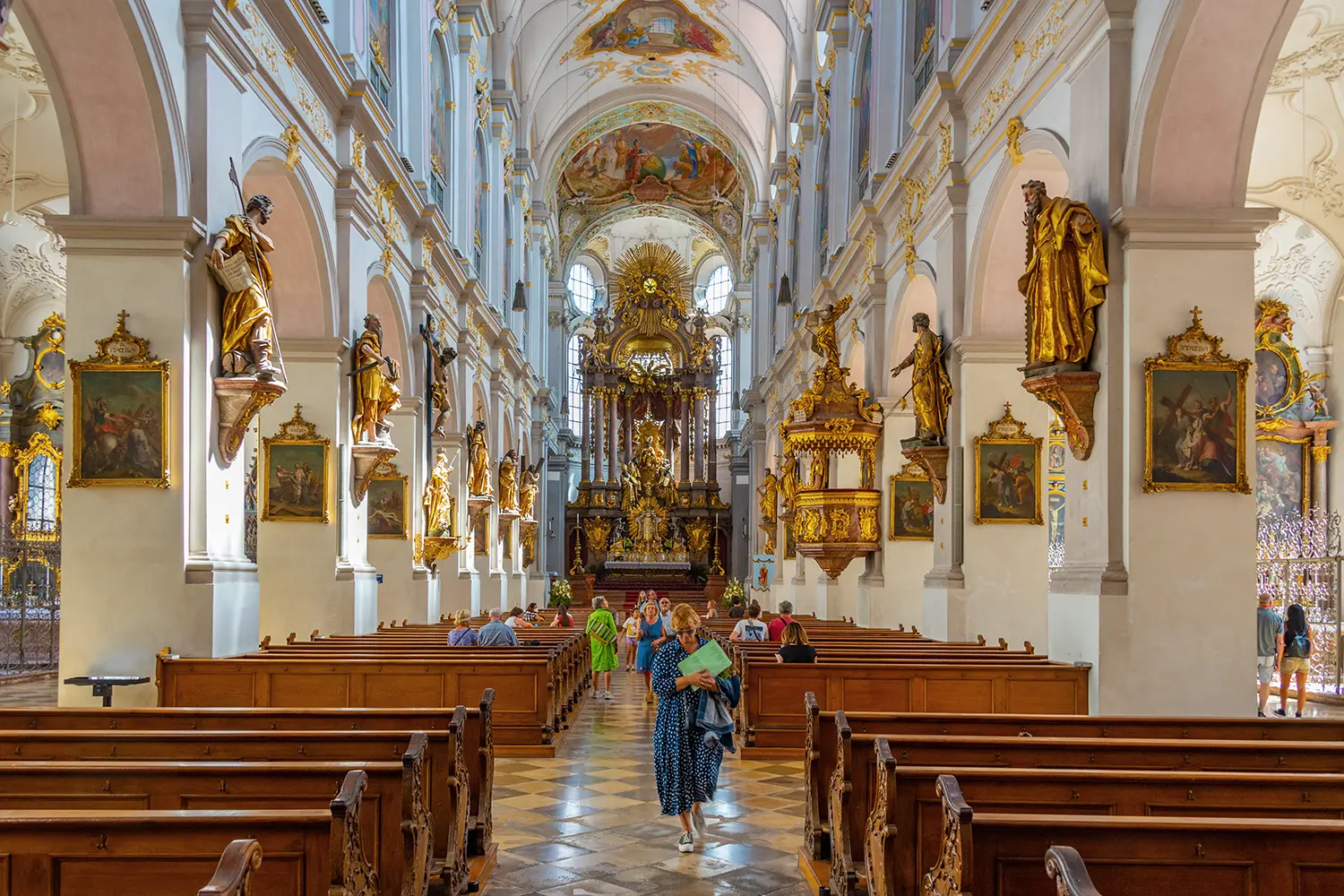 Interior of Peterskirche in Munich, Germany.