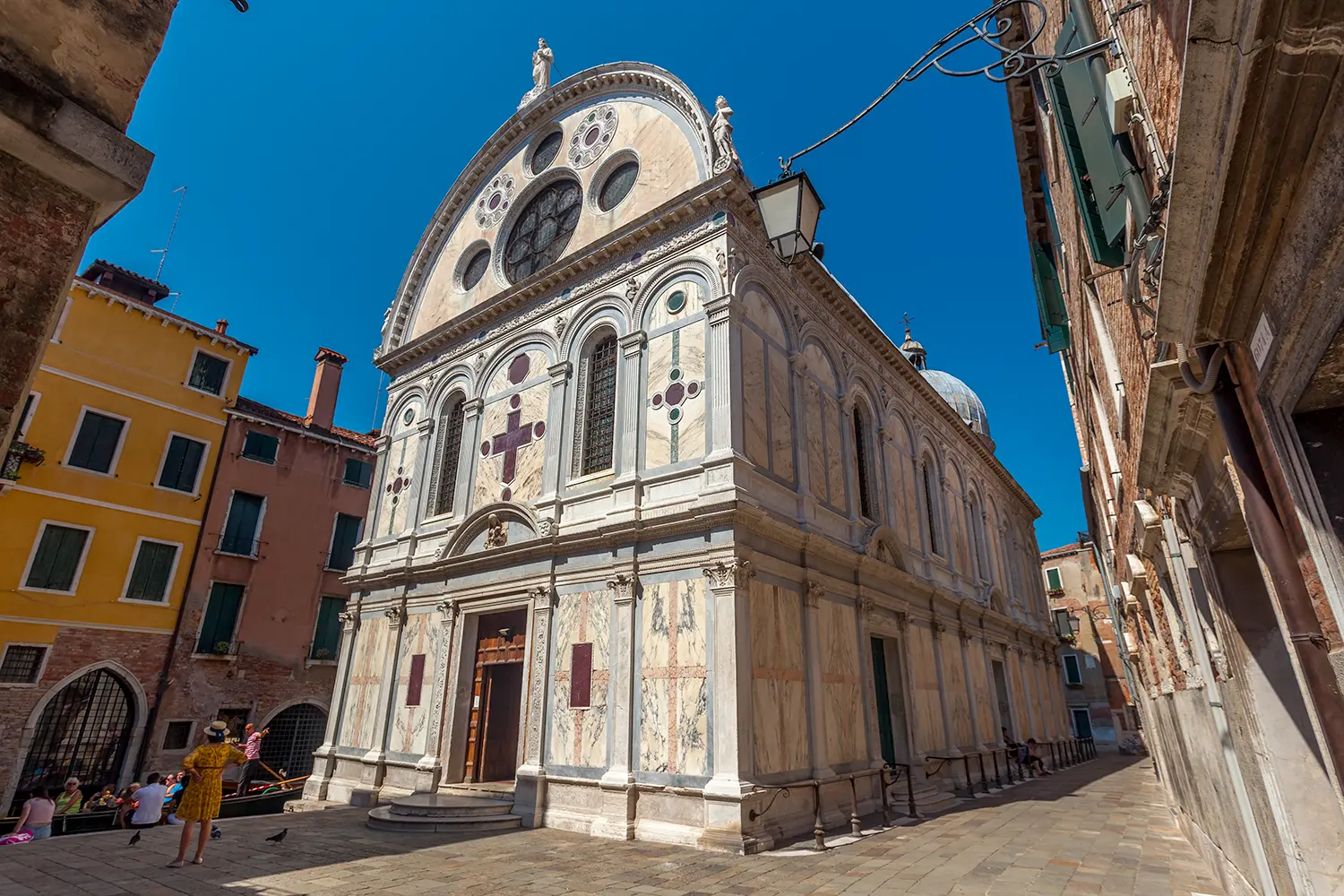 Church of Santa Maria dei Miracoli, historic building with marble walls in Venice, Italy