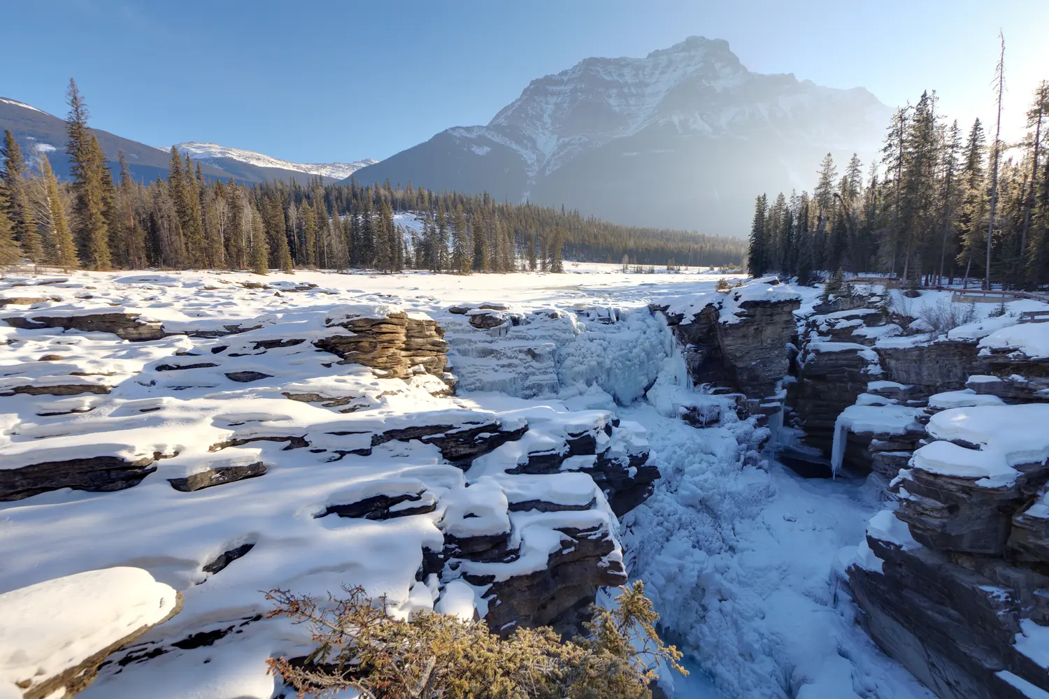 Athabasca Falls in Jasper in Winter