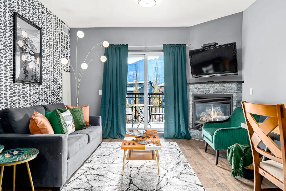 Colorful Airbnb Condo With A Pool and Hot Tub in Canmore