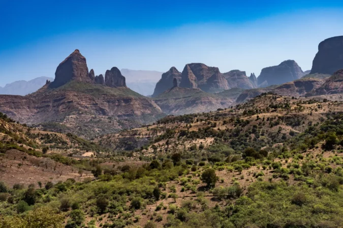 View of the Simien Mountains National Park in Northern Ethiopia