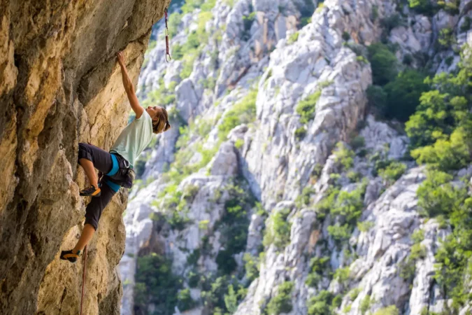 Rock climber at Paklenica National Park in Croatia