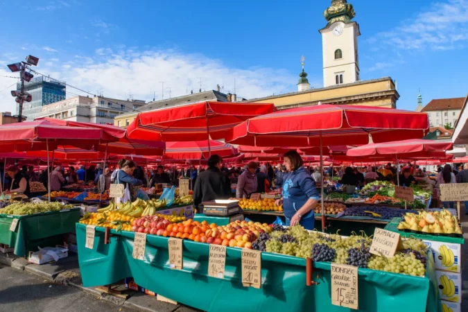Dolac Market, the most visited farmer's market in Zagreb, Croatia
