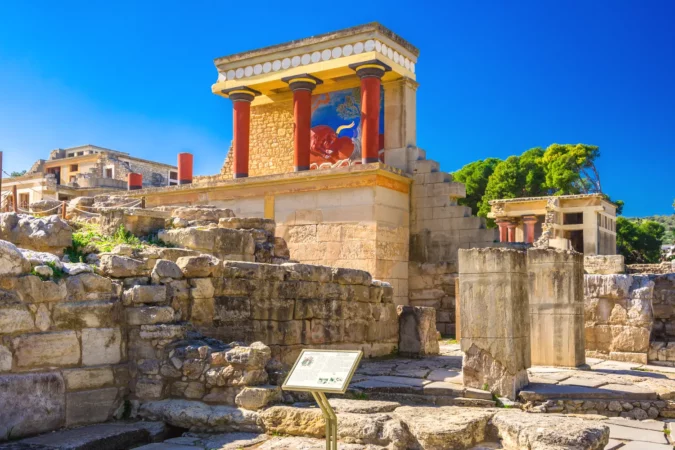 The ruins of the Minoan palaces of Knossos near Heraklion on Crete, Greece