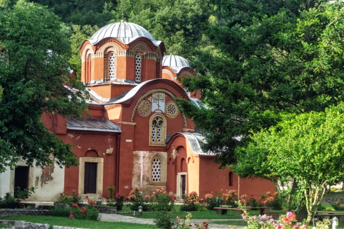 Facade of the Patriachte of Pec Monastery in Pec, Kosovo