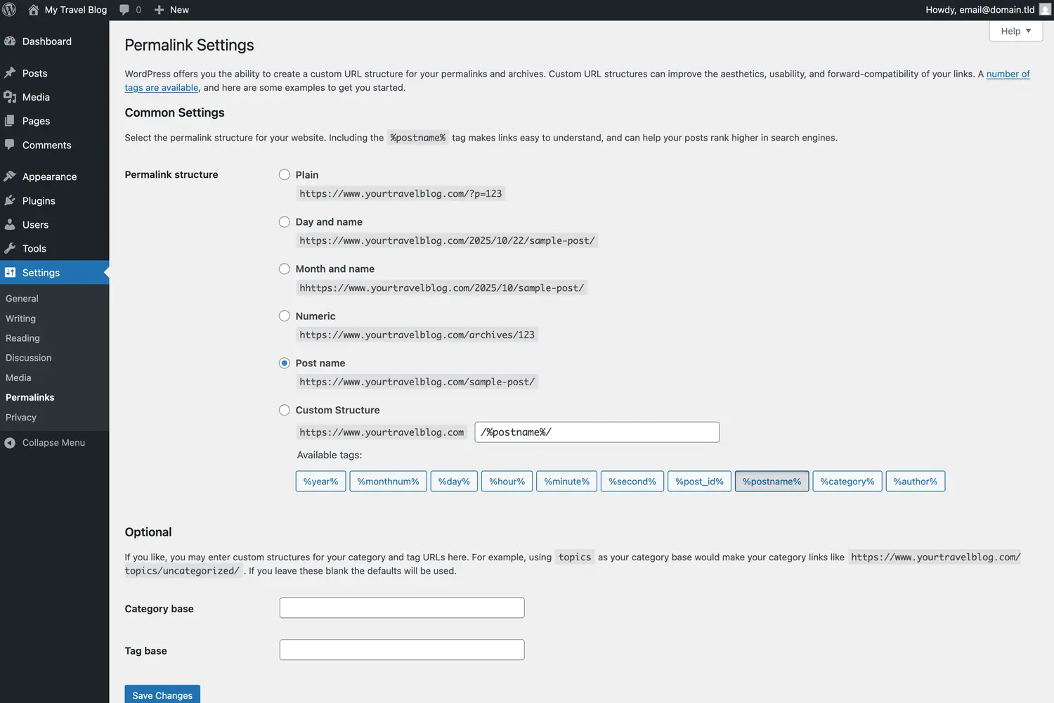 WordPress Permalink Settings